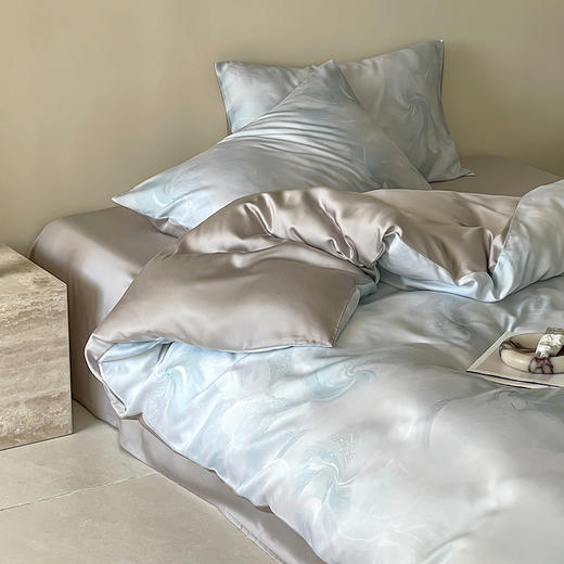 自然醒60支进口莱赛尔兰精天丝数码印花暗合简约款四件套HS 商品图6