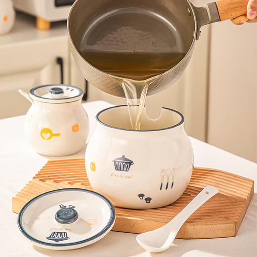 【摩登猪油罐】中式老式猪油罐家用防潮耐高温陶瓷带盖大容量密封罐大号熬猪油罐 商品图7