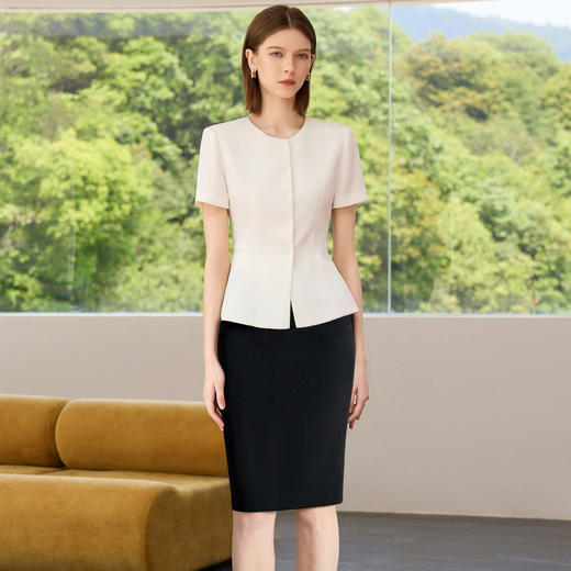 IWY/高端职业套装女神范气质工作服夏季新款短袖白色西装两件套C2299+S2255 商品图0