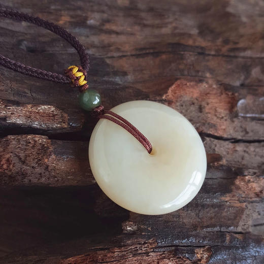 【天然正品】天然藕粉平安扣造型和田玉（吉祥、如意）吊坠项链30.2*30.2*7.6MM（皆取最大值）中性款现售价：580特价！130625XY03 商品图6