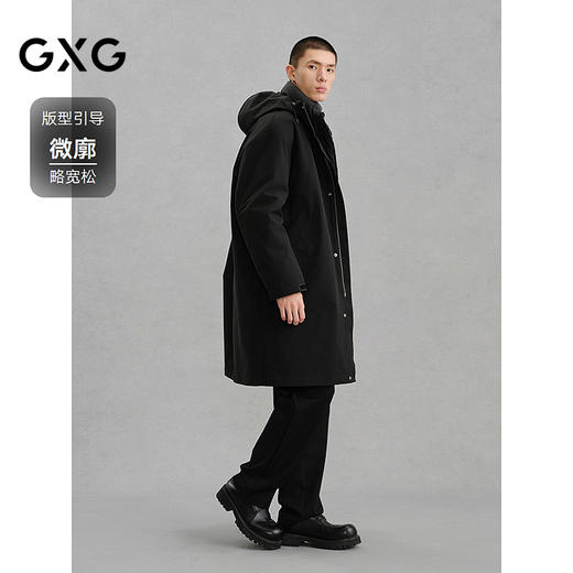 GXG男装  黑色连帽长款羽绒服通勤外套24冬热卖G24XY14002 商品图1