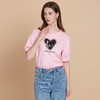 EITIE爱特爱夏季新款圆领亮片刺绣印花短袖纯棉T恤上衣女7702403 商品缩略图2
