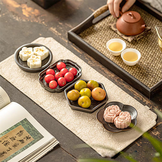 【陶瓷茶点盘小碟组合装】中式复古点心盘水果零食托盘家用客厅茶几茶点糕点盘禅意 商品图1