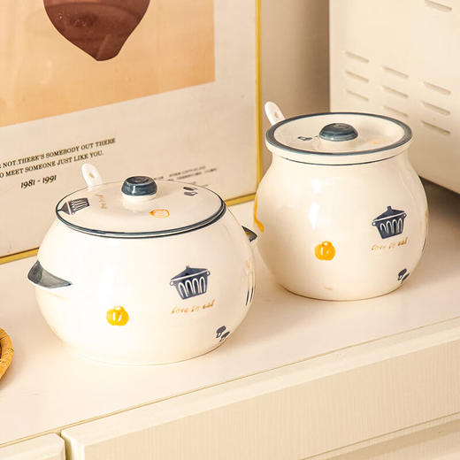 【摩登猪油罐】中式老式猪油罐家用防潮耐高温陶瓷带盖大容量密封罐大号熬猪油罐 商品图2