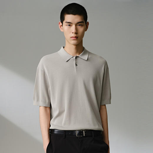 GXG男装 简约设计毛织polo衫男 24年夏季热卖G24X242041 商品图2