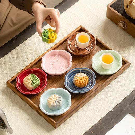 【海棠无香小碟】中式复古陶瓷高脚水果盘茶点盘家用点心碟子禅意干果盘零食糕点盘 商品图7