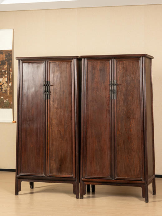 清	红木瓜棱腿独板面圆角柜（一对） 商品图0