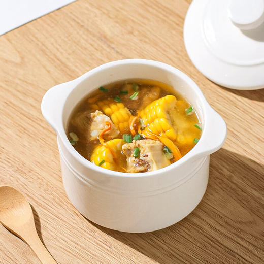 【千叶小黄花双耳炖盅】陶瓷隔水炖盅家用带盖燕窝盅蒸蛋盅煨汤小瓦罐婴儿辅食汤盅一人食 商品图8