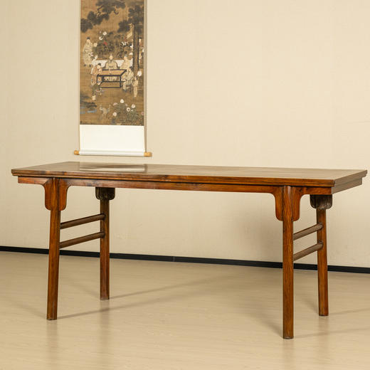 清	黄花梨夹头榫刀牙板独板平头案 商品图0