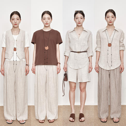 UMILAB｜风竹*静奢亚麻系列 法国雨露麻呼吸感老钱衬衫/长裤E238W 商品图1