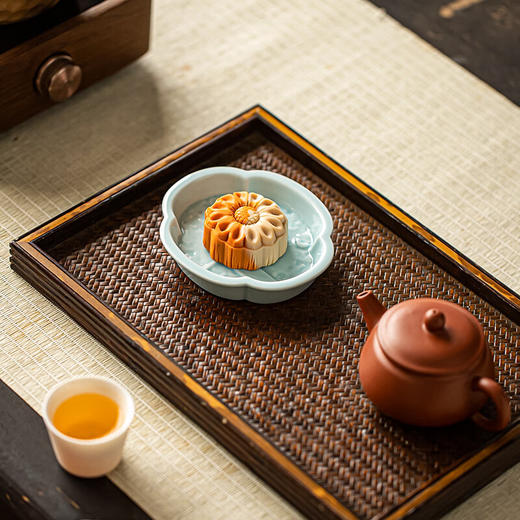 【海棠无香小碟】中式复古陶瓷高脚水果盘茶点盘家用点心碟子禅意干果盘零食糕点盘 商品图3