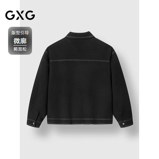 GXG男装 黑色商务通勤明线口袋短款计羊毛外套大衣 
 冬季热卖 商品图1