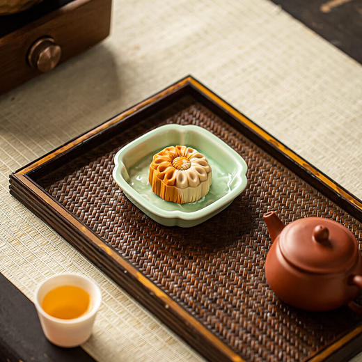 【四方山茶花小蝶】禅意茶点盘中式复古陶瓷果盘家用客厅零食盘糖果盘水果盘干果盘 商品图4