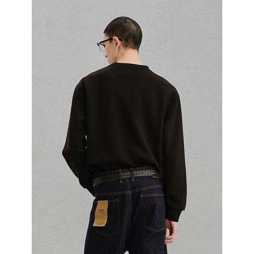 GXG男装    黑色提花面料通勤圆领卫衣 24冬热卖G24X314031 商品图3