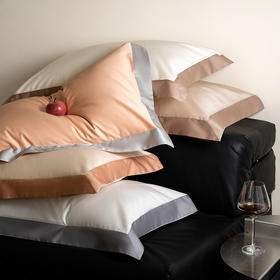 自然醒100支长绒棉Maillard美拉德系拼边枕套高奢款HS