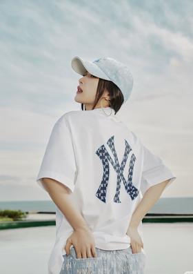 MLB新款刺绣标老花情侣短袖MLB1121