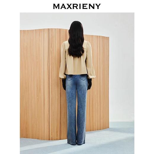 MAXRIENY高级气质感复古优雅卡其色上衣2025春款压褶设计感外套(货号:MS86JA025) 商品图4