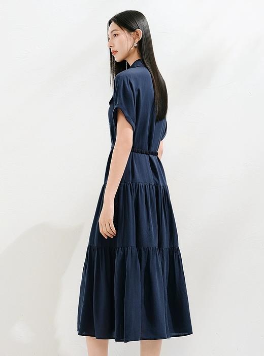 夏季新款凯旋门连衣裙天丝棉翻领知性率真短袖衬衫连衣裙 商品图8