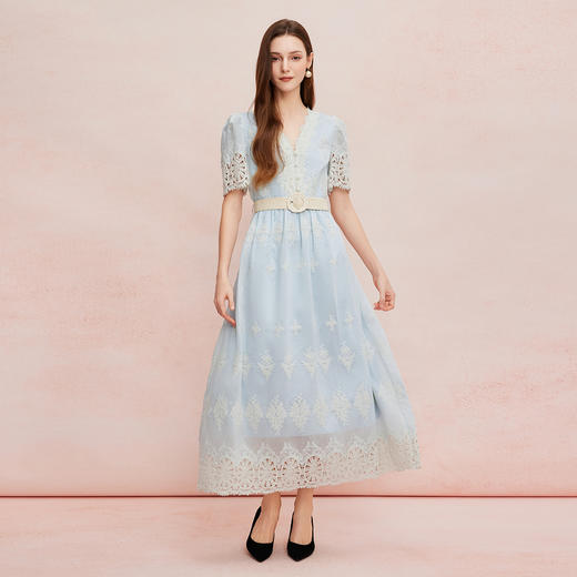 QF8C7斯尔丽25新款法式浪漫海边度假茶歇收腰放摆显瘦高雅连衣裙 商品图5