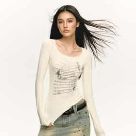 Ariseism 美式复古辣妹修身长袖T恤女2025春秋新款内搭上衣打底衫