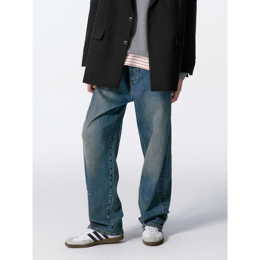 GXG男装 浅蓝系绳设计牛仔裤锥形长裤 24年秋G24X053024 商品图3