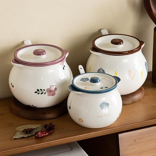 【双耳猪油罐+滤网】陶瓷猪油罐家用耐高温带盖勺厨房油泼辣子罐大容量收纳调味料盐罐 商品图1