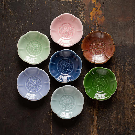 【祥云六瓣碟】陶瓷高脚水果盘中式高足茶点盘家用点心碟子禅意干果盘零食糕点盘 商品图8