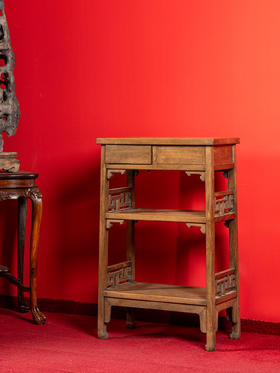 清	黄花梨带屉双层架格