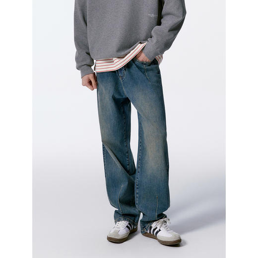 GXG男装 浅蓝系绳设计牛仔裤锥形长裤 24年秋G24X053024 商品图2