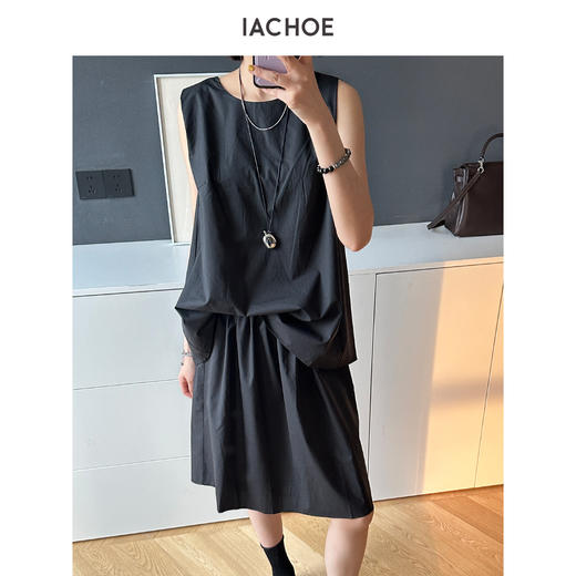 棉仓3631503017-IACHOE无袖纽结设计师风背心衬衫夏季显瘦宽松 商品图0