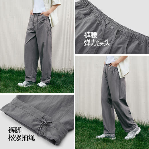 森马休闲裤男宽松阔腿弯刀裤凉感2025夏季新款直筒裤简工装皱感潮 商品图2