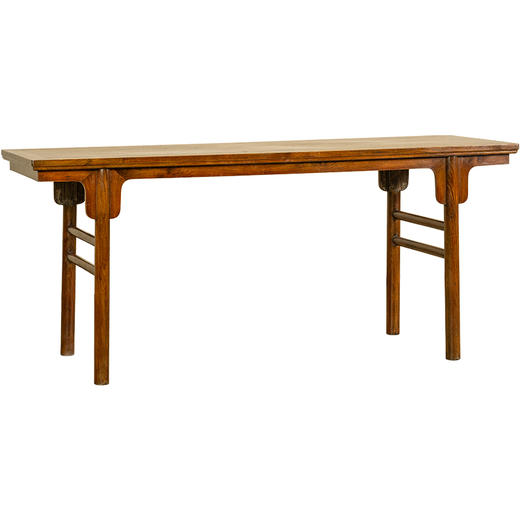 清	黄花梨夹头榫刀牙板独板平头案 商品图5