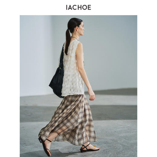 棉仓3631517003-IACHOE咖色格纹半身裙 商品图0