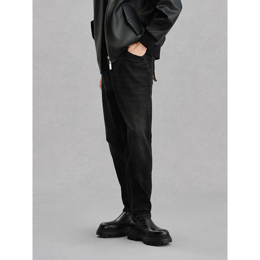 GXG男装 水洗深灰牛仔裤宽松锥形长裤 24年冬G24X054081 商品图3