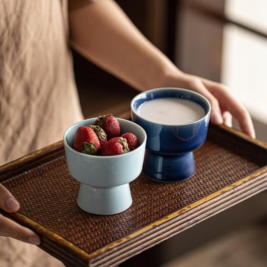 【风和小果碗】中式复古茶点盘精致高足干果点心盘高脚水果盘零食糖果甜品台家用 商品图0