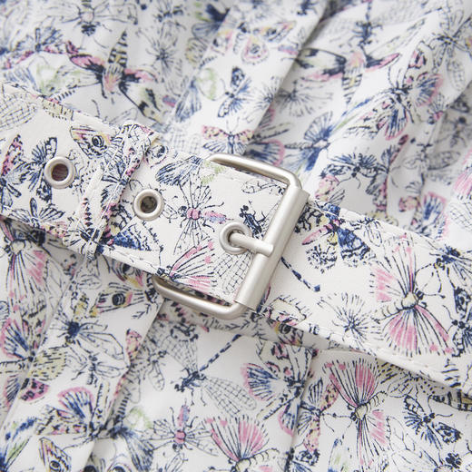 「高货wl」全新升级【铂金会员367/天猫499/差价132】(10907)洛诗琳法式蝴蝶印花连衣裙2025夏季优雅收腰显瘦衬衫裙女 商品图2