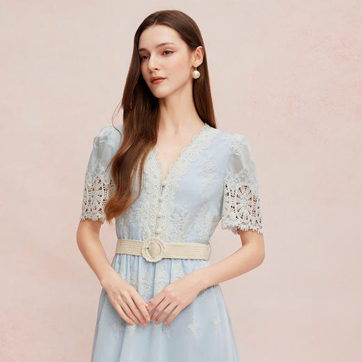 QF8C7斯尔丽25新款法式浪漫海边度假茶歇收腰放摆显瘦高雅连衣裙 商品图9