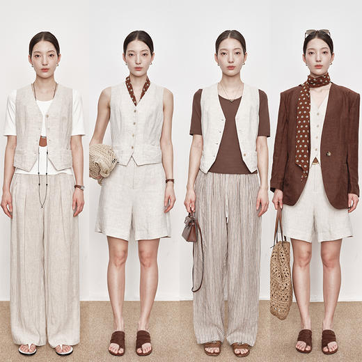 UMILAB｜晨露*静奢亚麻系列 法国雨露麻老钱马甲/松紧腰半裙E239W 商品图1