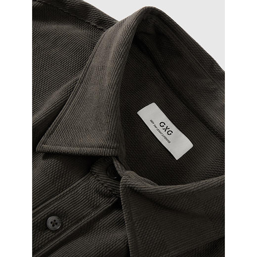 GXG男装 棋盘格烧花长袖衬衫通勤灯芯绒外套男衬衣 2025春季热卖 商品图2