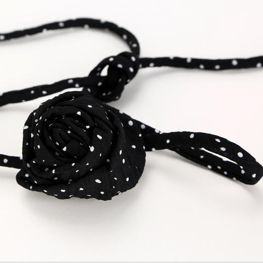 QF8B9斯尔丽25新款法式浪漫荷叶边立体手工盘花可腰带可领度假连衣裙 商品图8