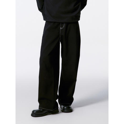 GXG男装 黑色明线设计宽松阔腿牛仔裤 24年秋G24X053028 商品图2