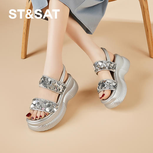 【7CM增高】星期六时尚百搭亮片凉鞋SSD2115ERQ 商品图2