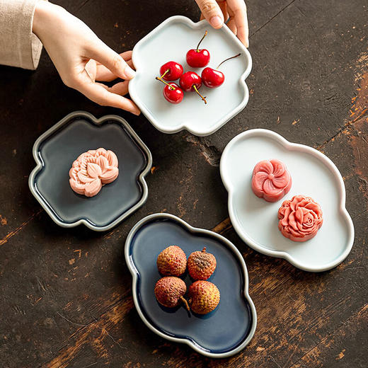 【陶瓷茶点盘多款】陶瓷迷你糕点碟复古精致水果盘味碟茶室禅意茶点盘防烫茶杯垫杯托 商品图5