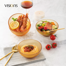 【自营】 康宁 琥珀色晶莹小碗/深盘/平盘 高硼硅玻璃 坚固耐用