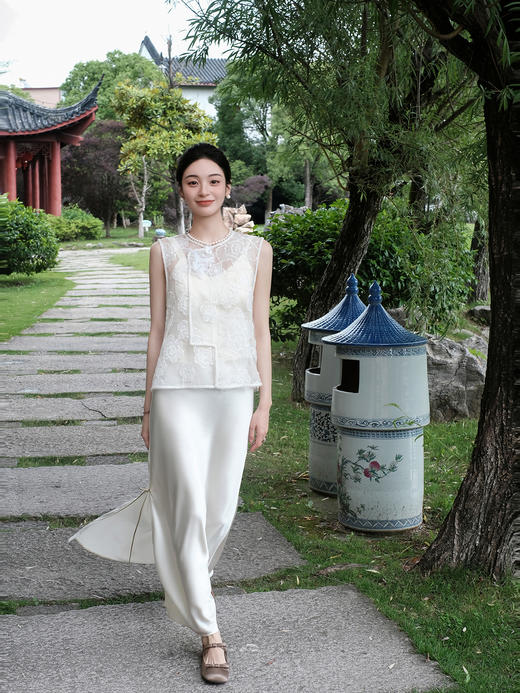 盛唐牡丹| 意大利进口网纱料偏襟马甲 商品图13