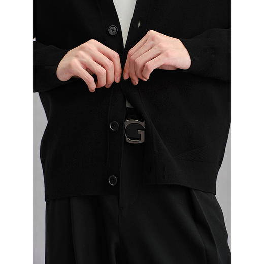 GXG男装 黑色基础开襟线衫男士针织衫 24年冬G24X304005 商品图4