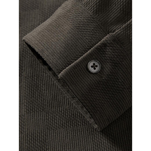 GXG男装 棋盘格烧花长袖衬衫通勤灯芯绒外套男衬衣 2025春季热卖 商品图4