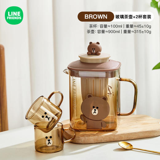 【忙里偷闲喝一杯，让生活张弛有度~】布朗熊冷水壶 耐高温家用凉水壶 玻璃高级感水杯套装 饮料花茶冷泡壶-QQ 商品图12