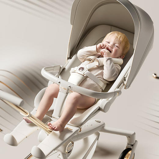 【5F】 英氏  德拉玛（DELAMA）Q2遛娃神器婴儿推车高景观婴儿车可坐可躺换向轻便折叠宝宝溜娃车 Q2美拉德PLUS（加大轮版） 商品图7