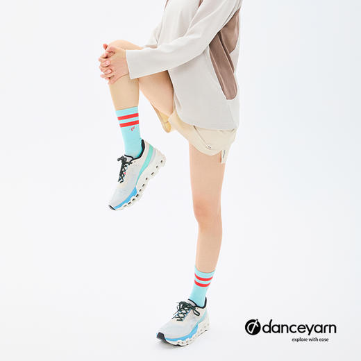 徒步中国danceyarn A2夏季轻量中筒美丽诺羊毛运动跑步袜透气定向缓震 商品图4